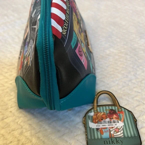 Nikky Bag Blue Cosmetic Bag with Charm - Picture 3 of 7